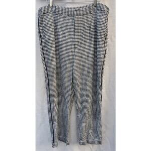 Royalty by Maluma Men's Pleated Linen Blend Trouser Sz XXL Black White Gingham‎